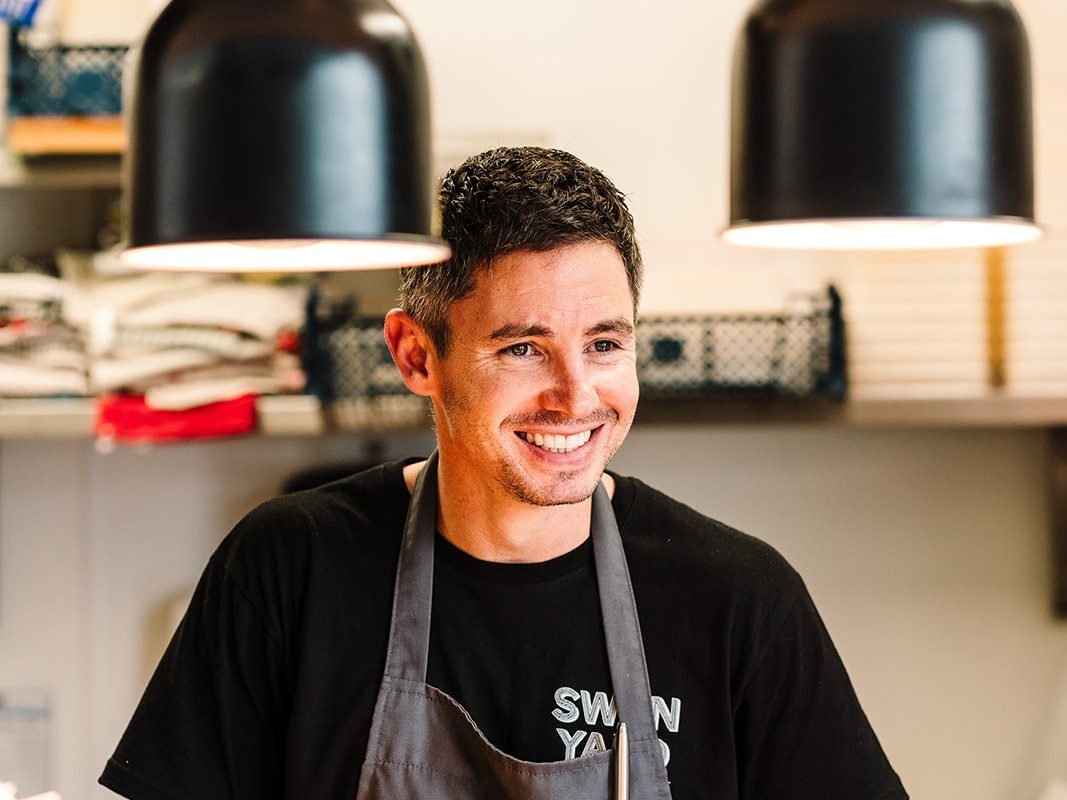 Paul, owner of Swan Yard, at the kitchen pass